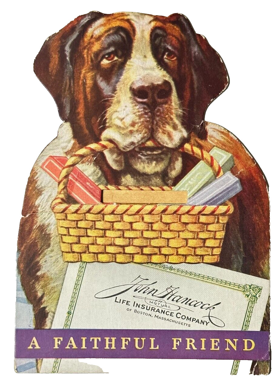 Old Vintage Advertising John Hancock Insurance Co. St. Bernard Penny Paper Bank