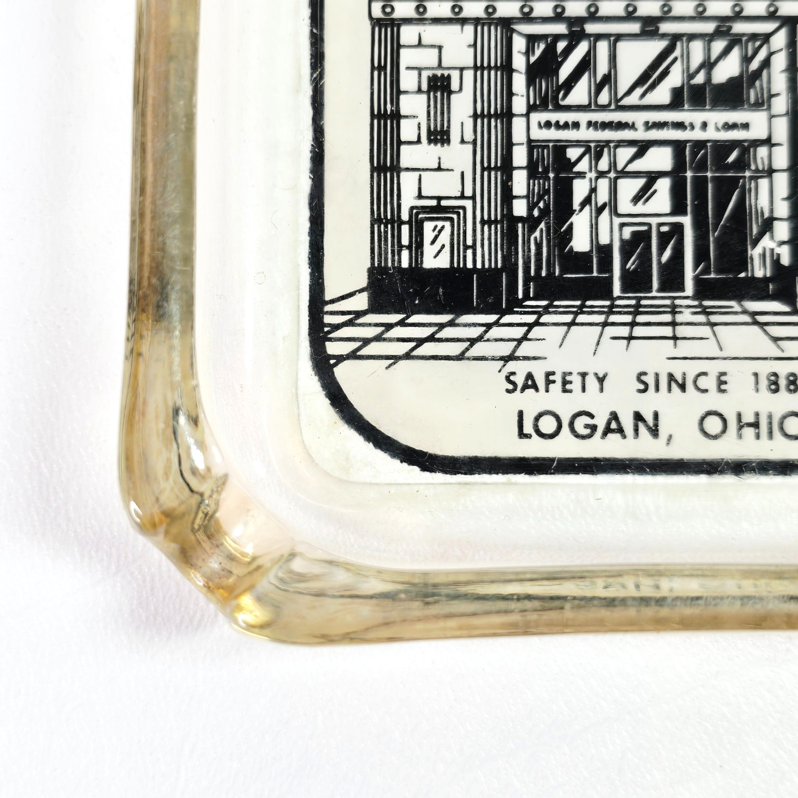 Logan Federal Savings & Loan Association Logan Ohio Advertising Glass Ashtray