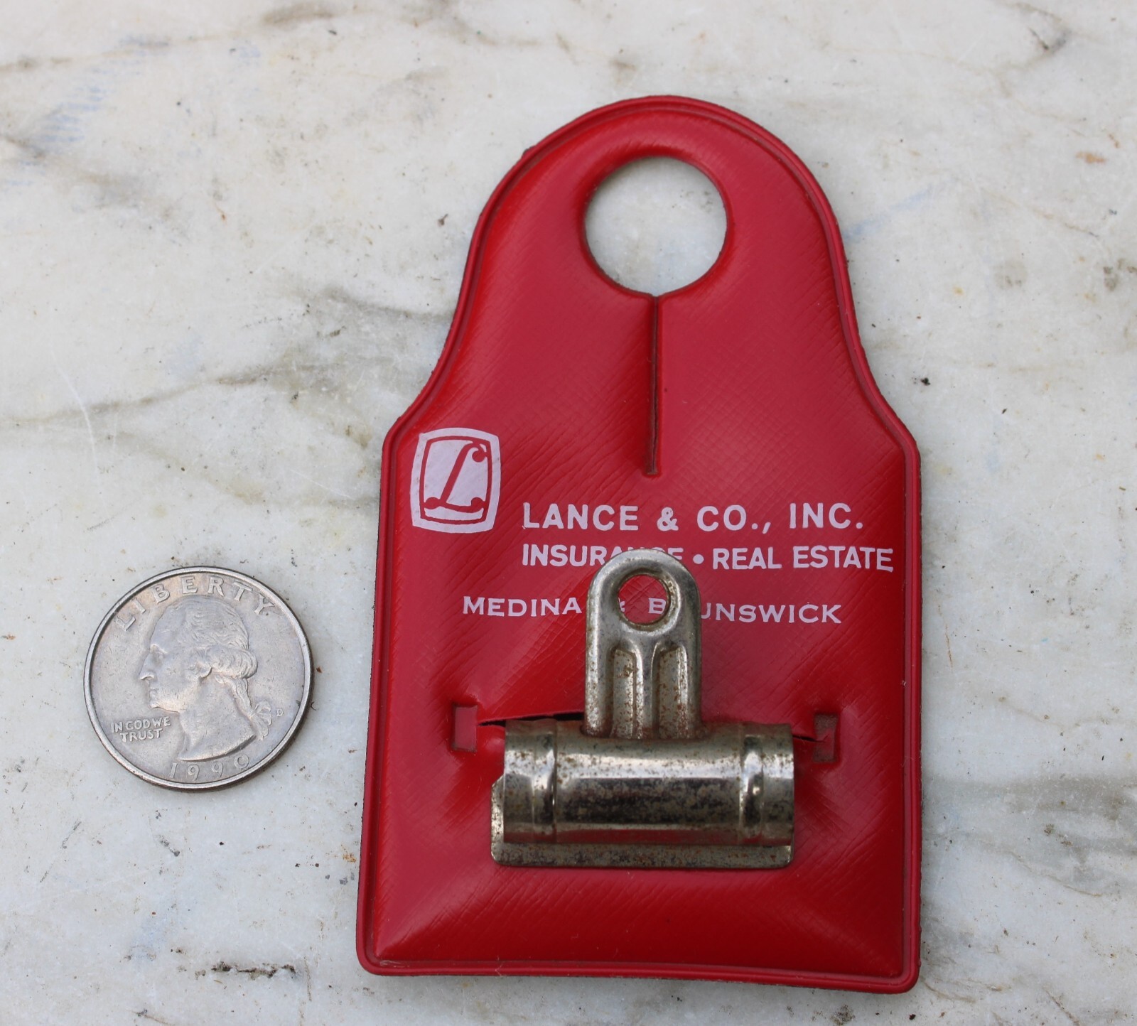 Vintage 1950s 1960s Lance & Co. Insurance Red Advertising Clip