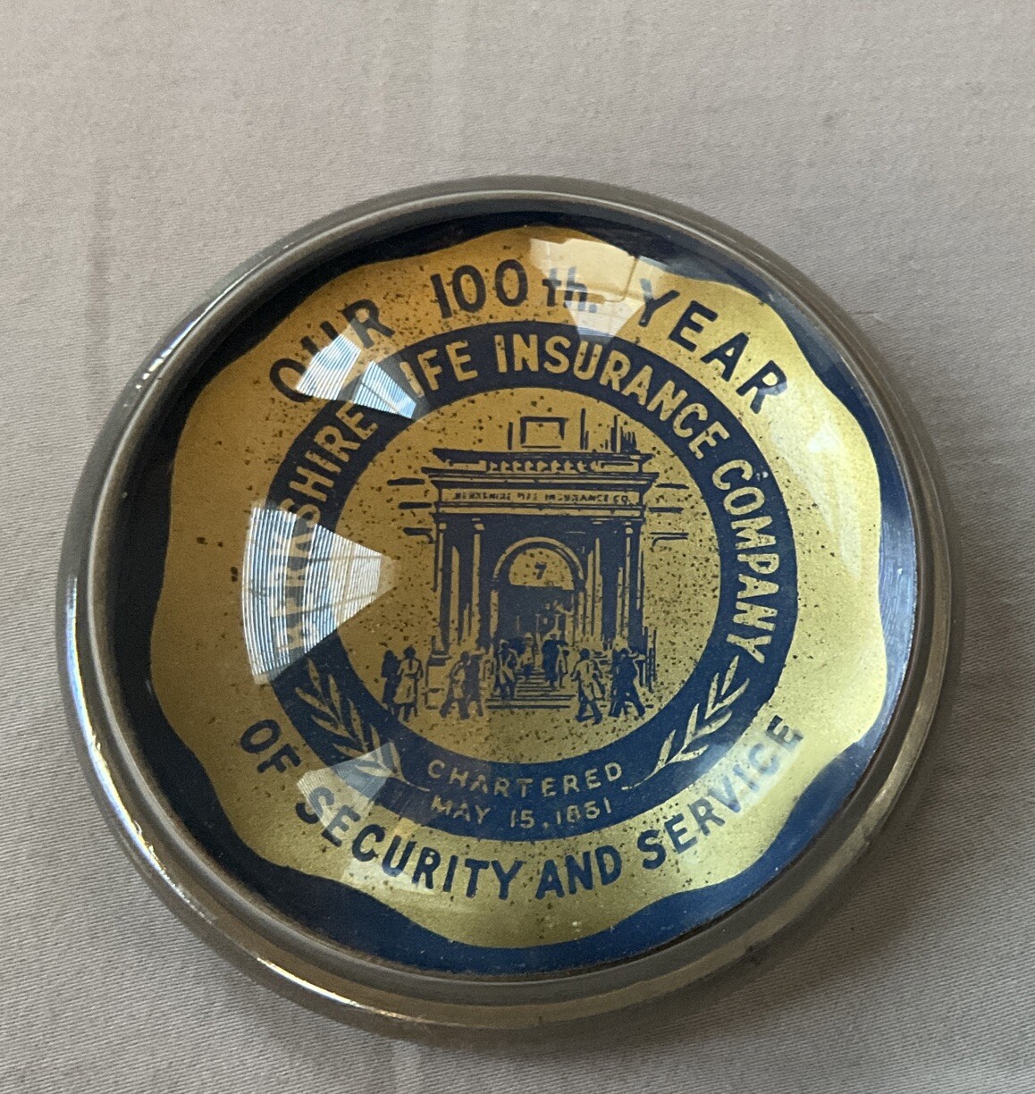1951 Berkshire Life Insurance Company ￼Paperweight – Original Box Pittsfield, MA