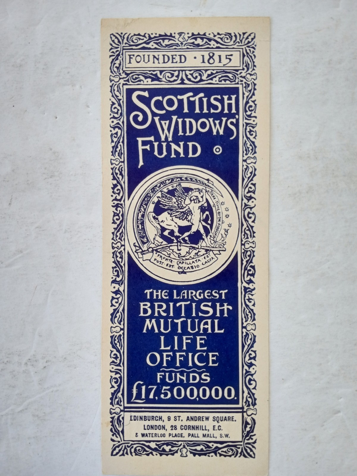 Advertising Trade Card SCOTTISH WIDOWS FUND British Mutual Life Office c.1900