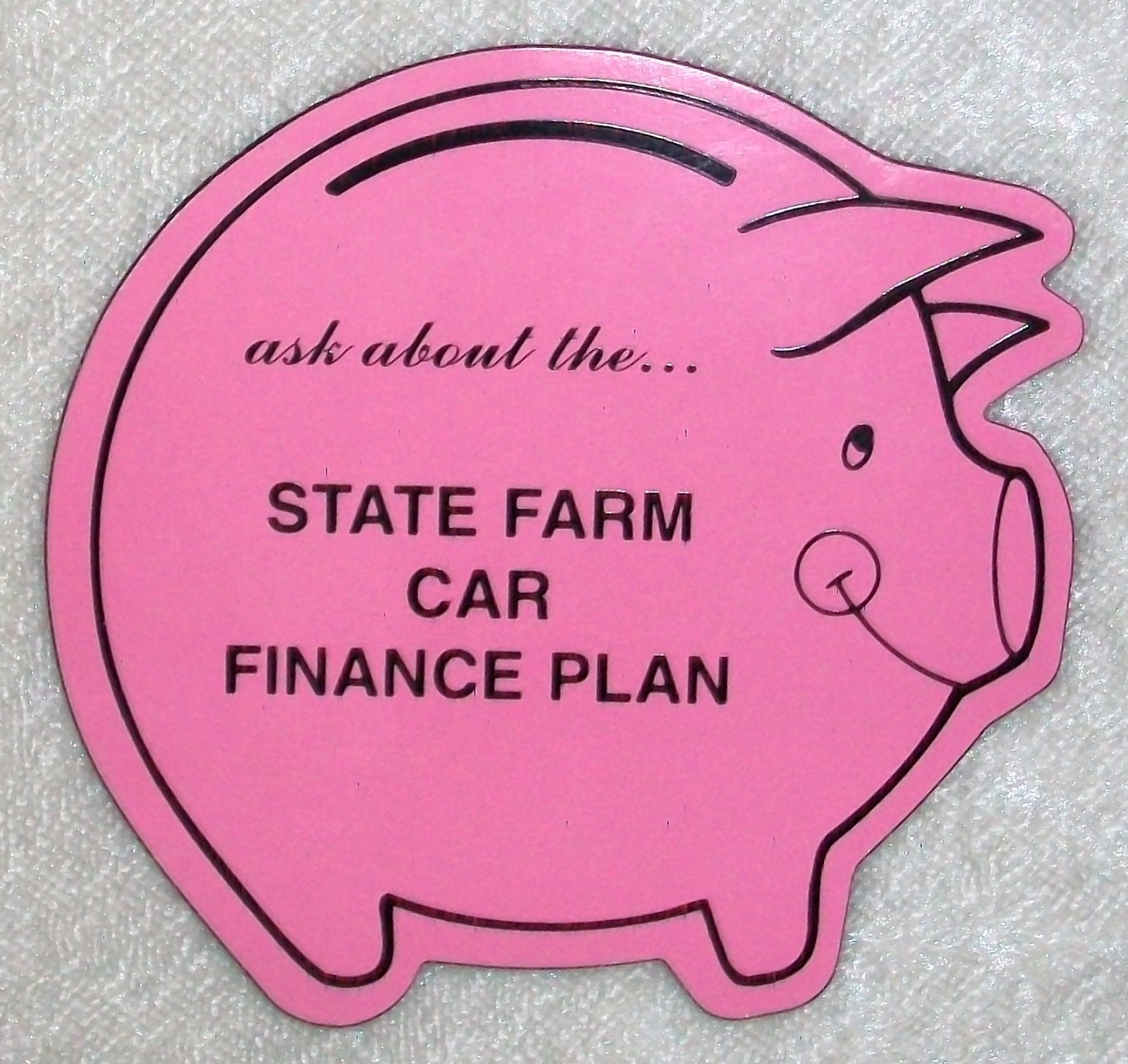 Vintage State Farm Car Insurance Pink Stress Pig Advertising Refrigerator Magnet