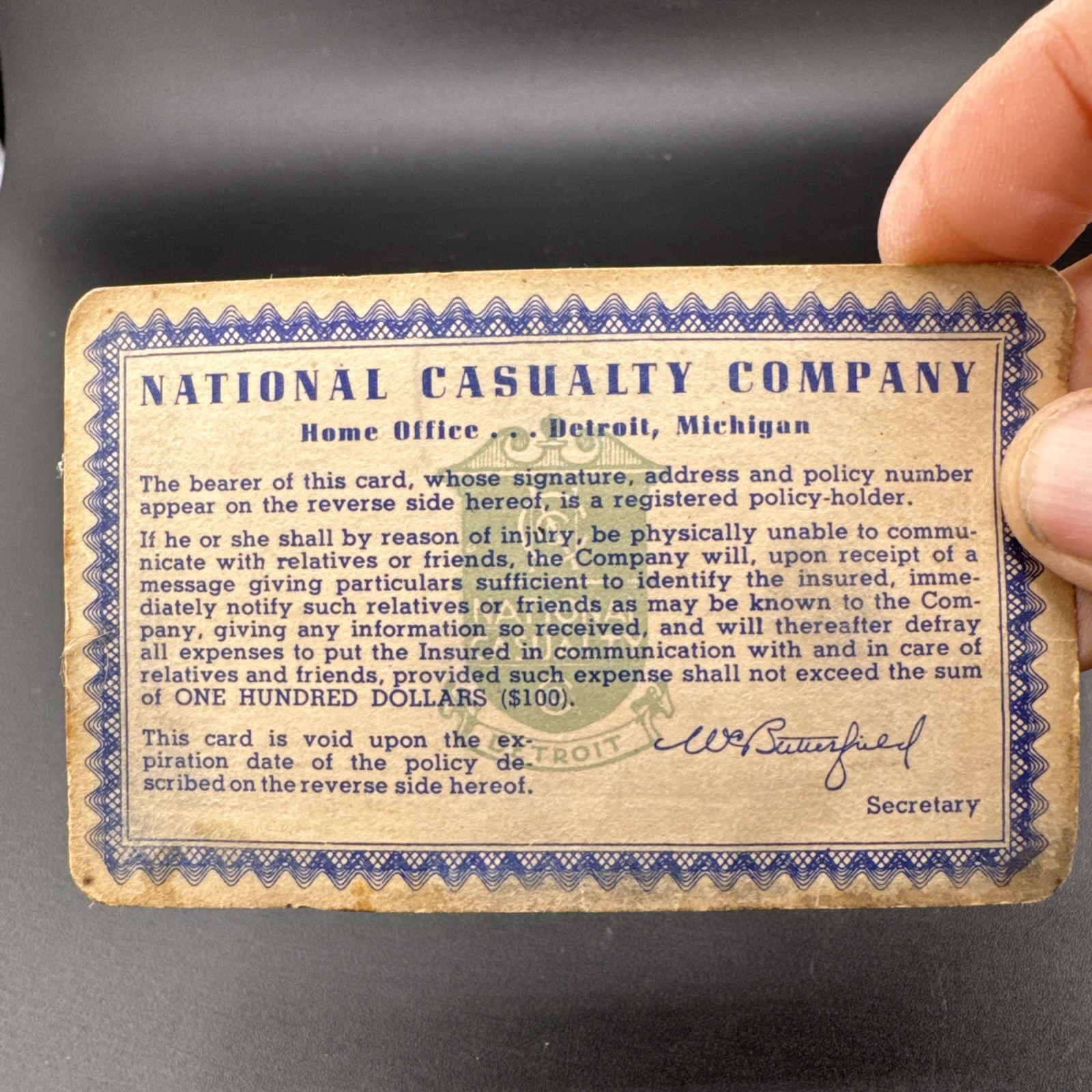 1941 National Casualty Company card