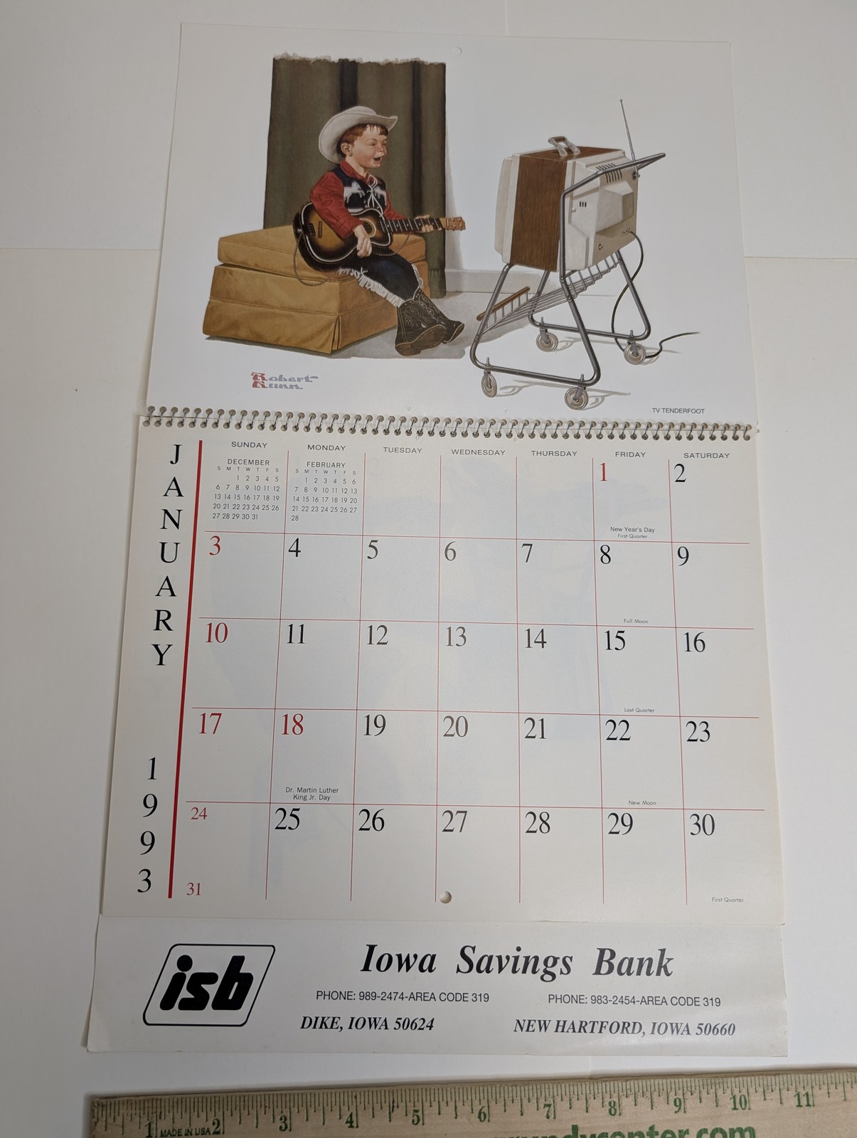 1993 Iowa Savings Bank Golden Times Norman Rockwell Calendar Dike New Hartford
