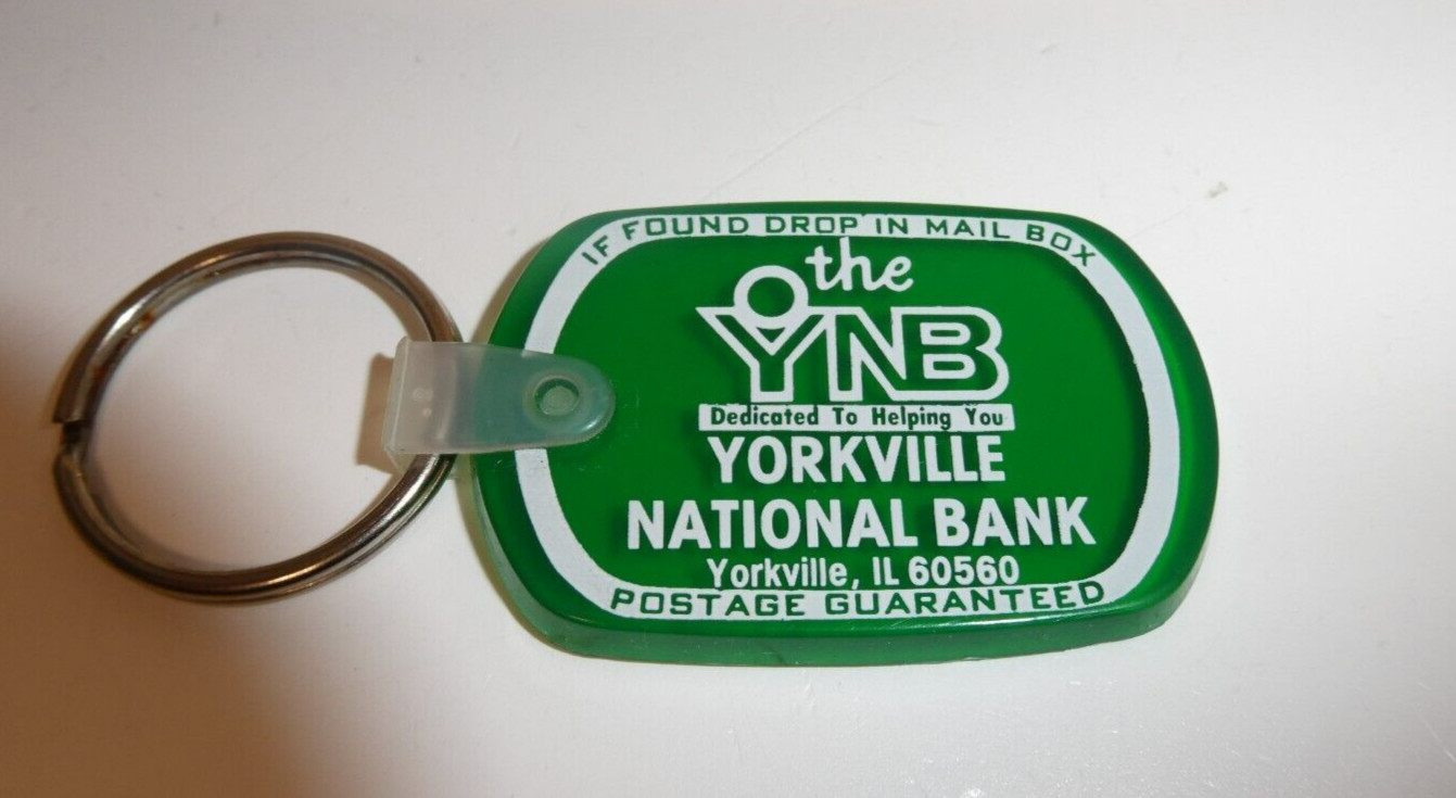 VTG Defunct Green YNB “The Yorkville, IL National Bank” Keychain Key Chain Fob