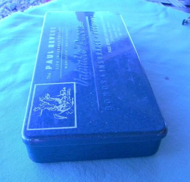 VTG PAUL REVERE LIFE INSURANCE VALUABLE PAPERS BONDS RECEIPTS METAL ENAMEL BOX