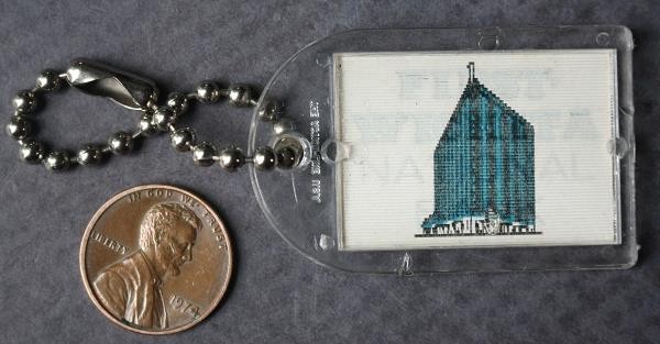 1960s Era Wichita Kansas First National Bank 3-D lenticular keychain VINTAGE –