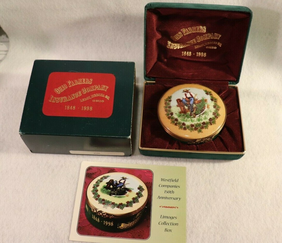 OHIO FARMERS INSURANCE CO LIMOGES POWDER BOX 1848-1998 LIMITED EDITION 586/2500