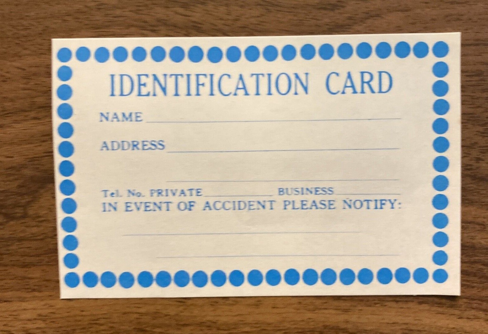 Vintage Car Insurance Identification Card Blank Driving Radio Registration C5