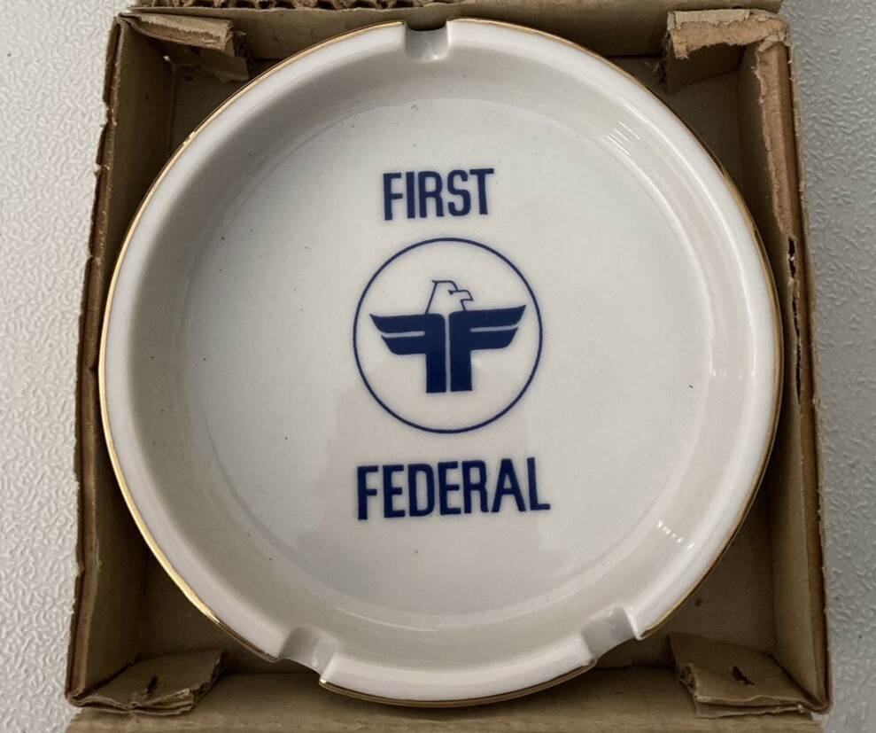 Vinatge Bank Ashtray First Federal Bank of Warren Ohio Advertising Vintage New