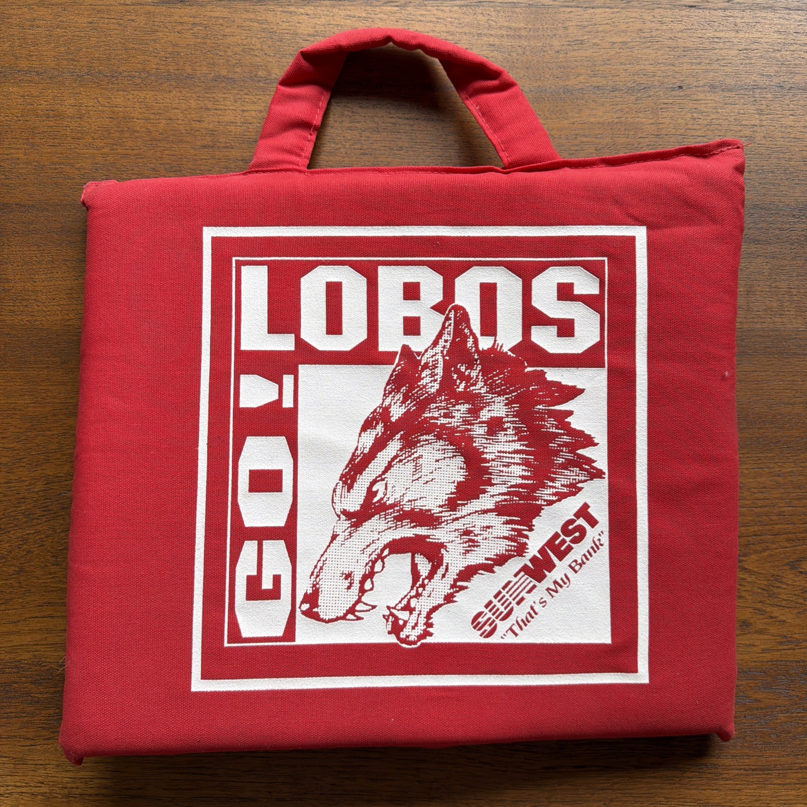 UNM Lobos Sunwest Bank Say No To Drugs Seat Cushion 1980s Vintage