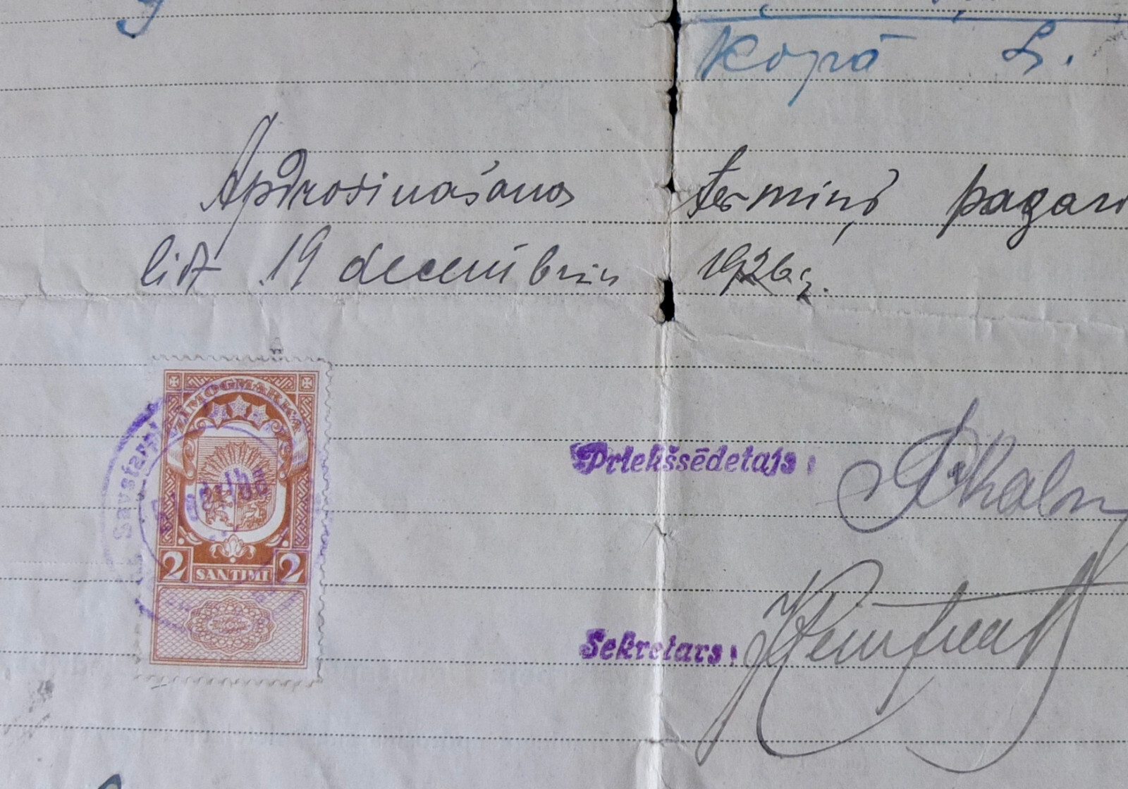 1924 Latvia Insurance Policy with Revenue