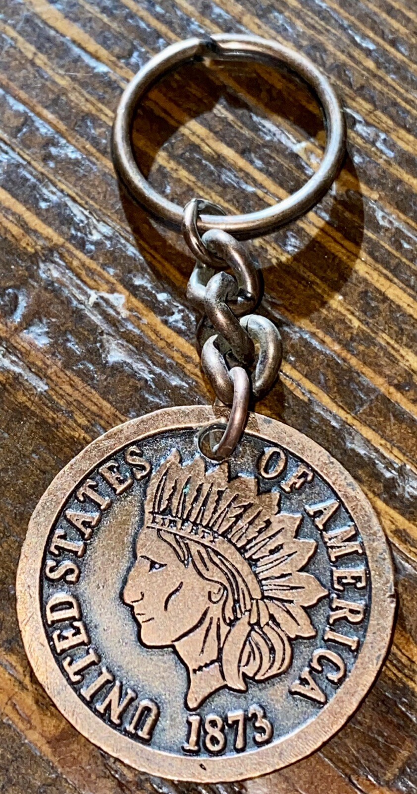 1973 Greensburg Savings Loan 100 Anniversary Indian Head Penny Keychain Souvenir