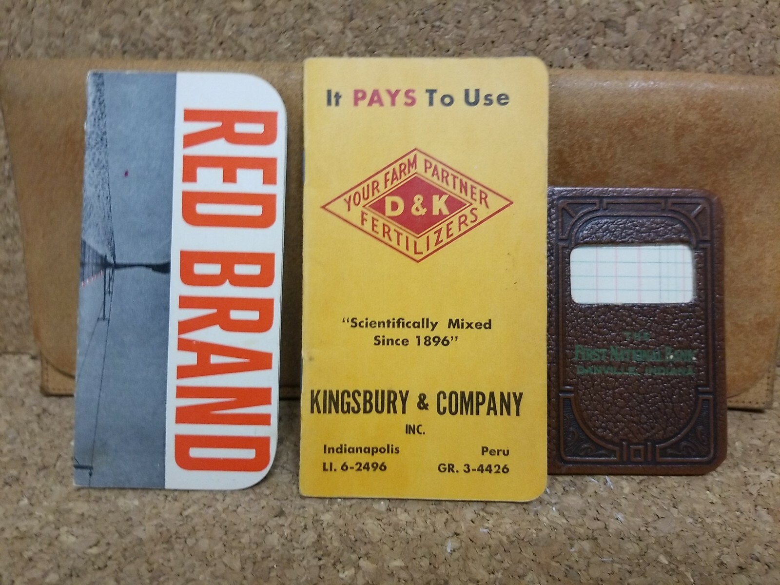 Antique INDIANA LUMBERMEN’S Folding Leather Wallet Money Pouch & Livestock Books