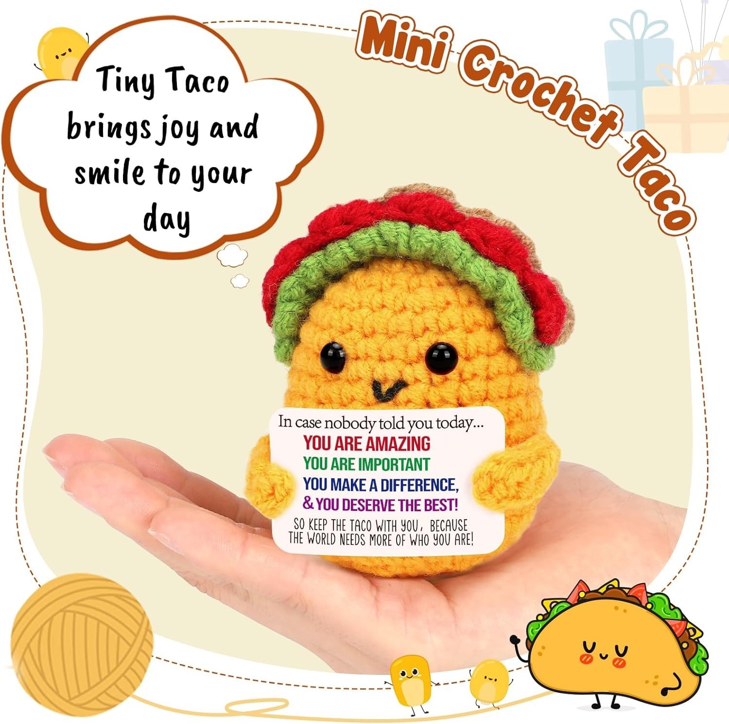 Handmade Crochet Taco Gift for Boss, Coworker, Leader, Appreciation, Retireme…