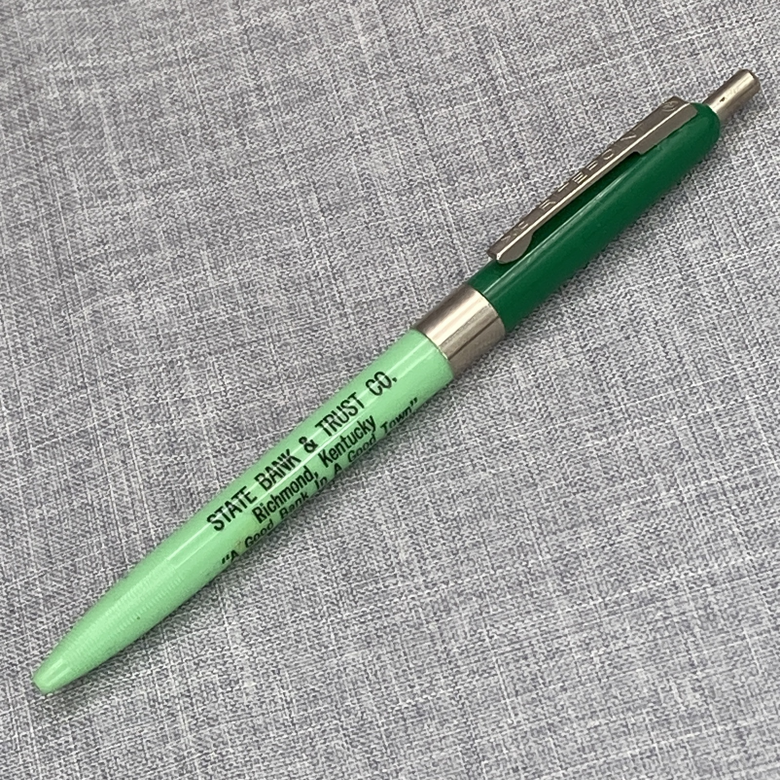 Vintage Green Advertising Ink Pen State Bank & Trust Richmond Ky NO INK