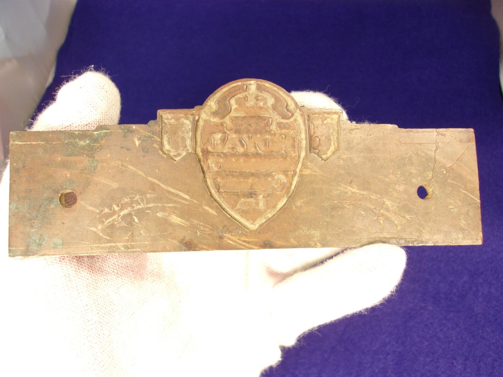 RARE VTG ANTIQUE BRASS 1845-1945 ROYAL INSURANCE Co, LTD 100th Anniv PAPERWEIGHT