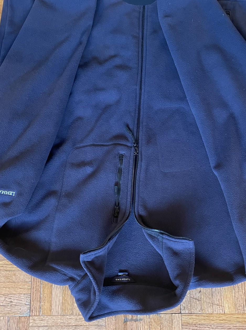 LANDS’ END LEHMAN BROTHERS Full Zip Blue Fleece Jacket MEN’S XL Vintage