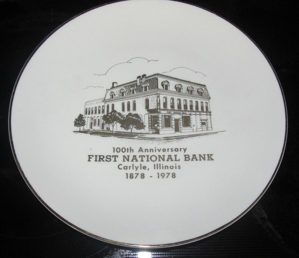 100th Anniversary First National Bank Carlyle, IL Illinois 1978 Collector Plate