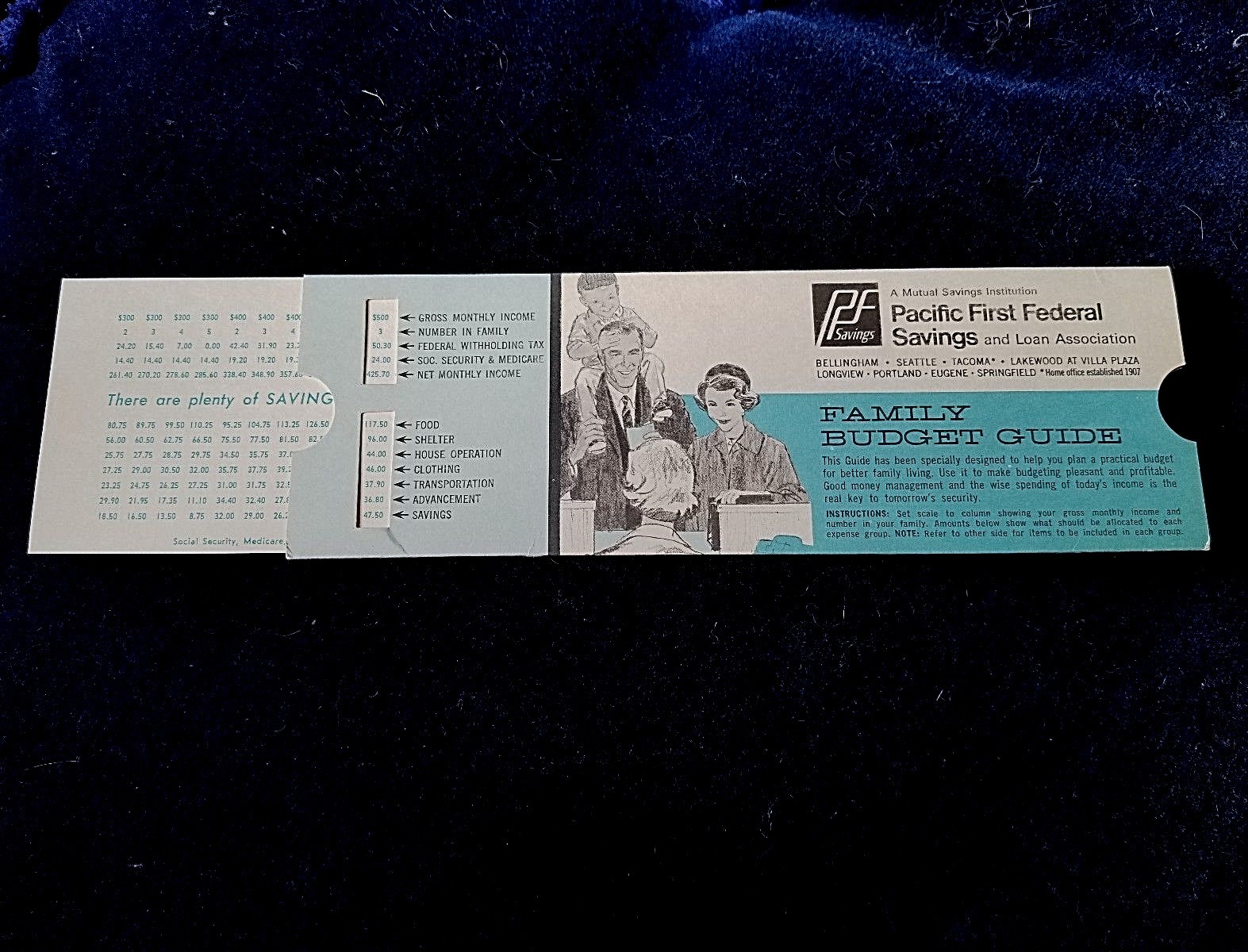 Vintage Pacific First Federal Savings, Family Saving Chart, 1968