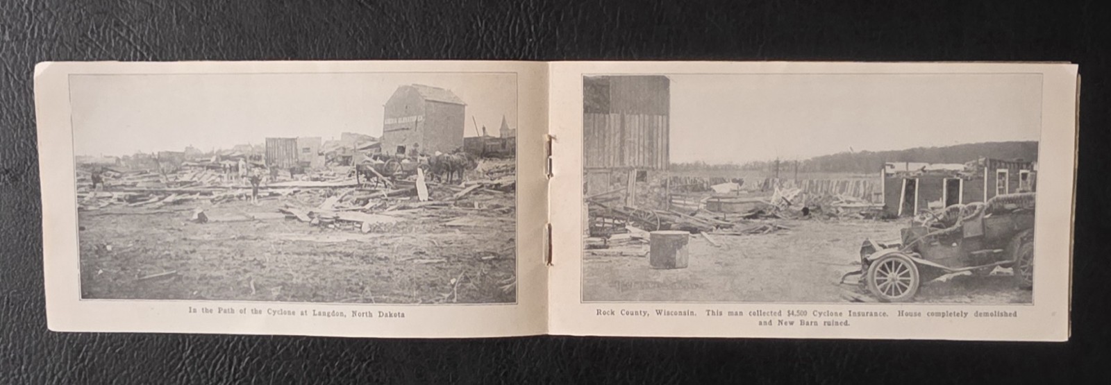 Antique Cyclone Tornado Damage Photo Booklet Great American Insurance c1900 Midw