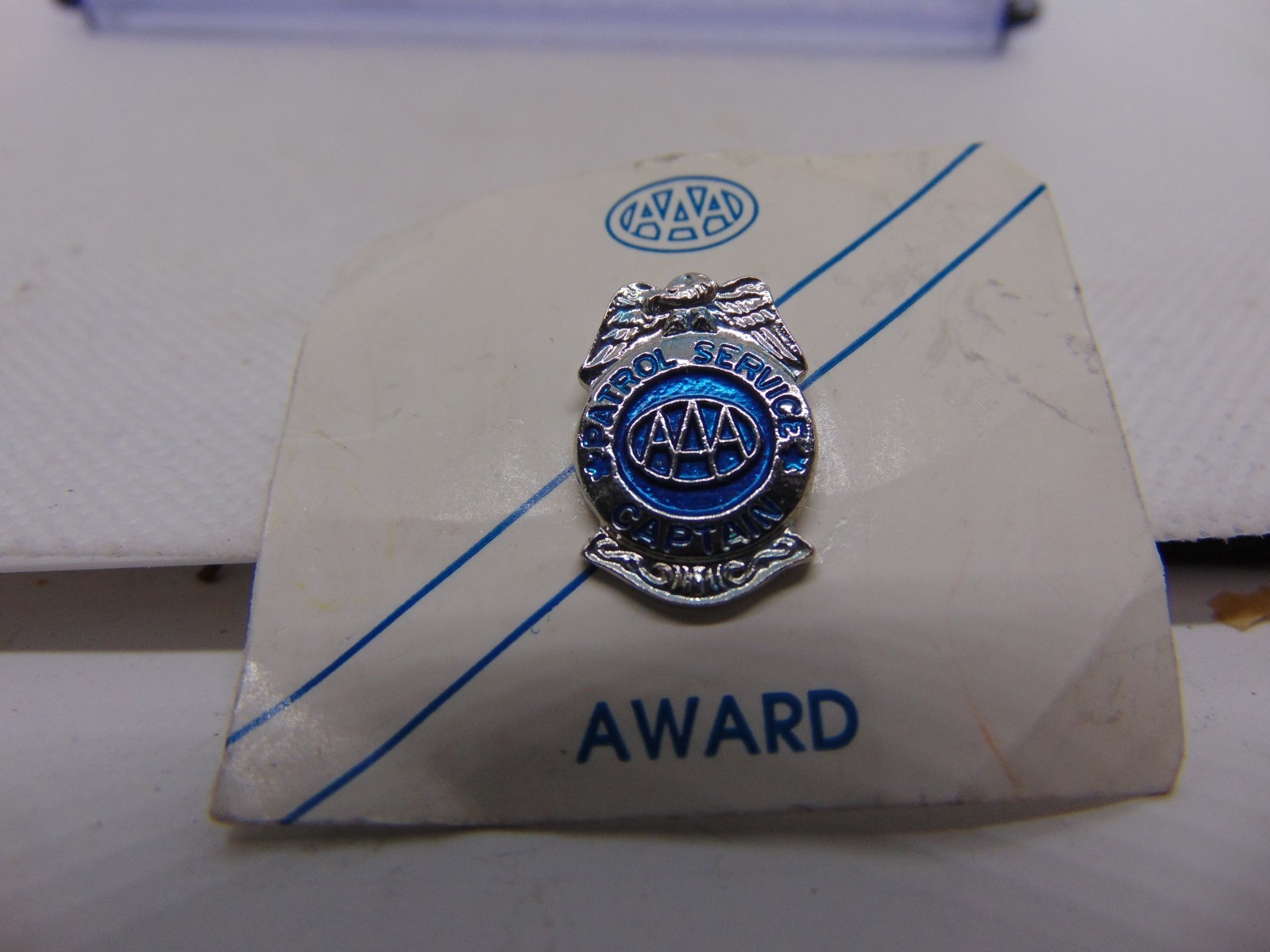 AAA Patrol Service Captain Shield Silver Tone Lapel Pin Vintage