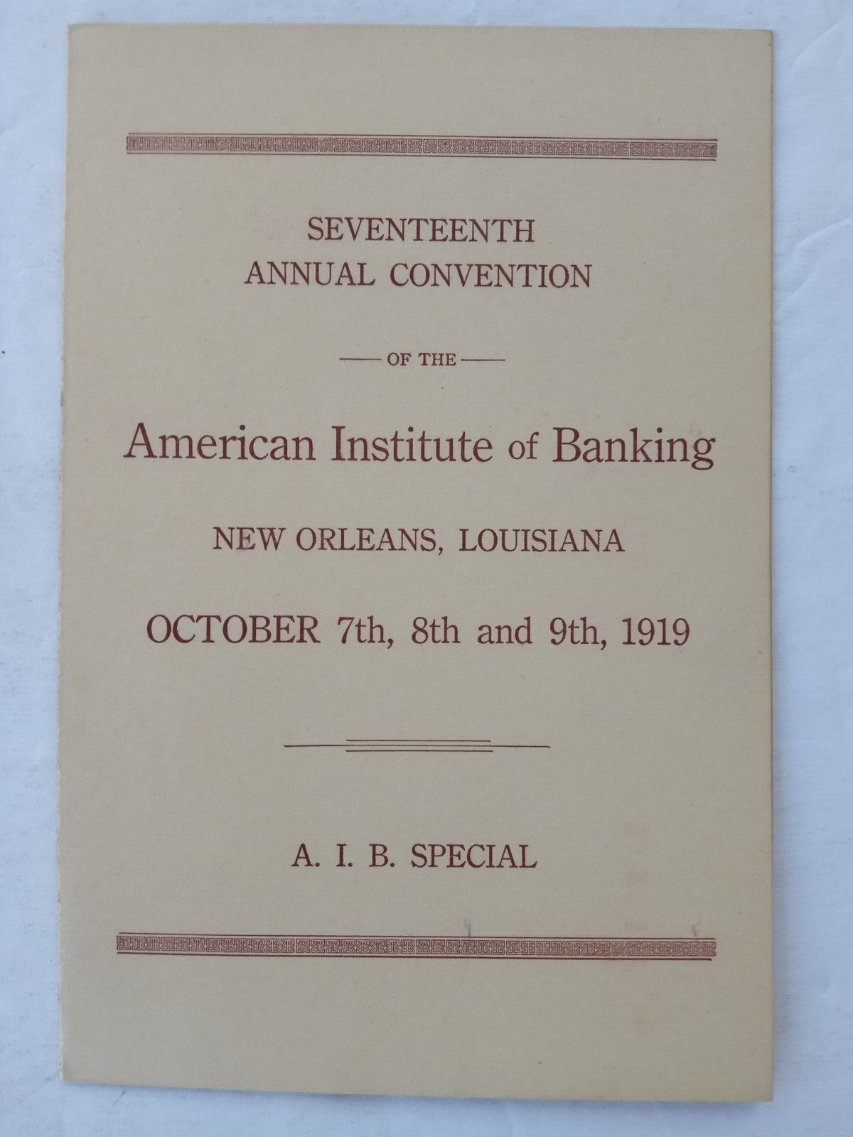 1919 AIB Annual Convention New Orleans LA Philadelphia Chapter Delegates Booklet