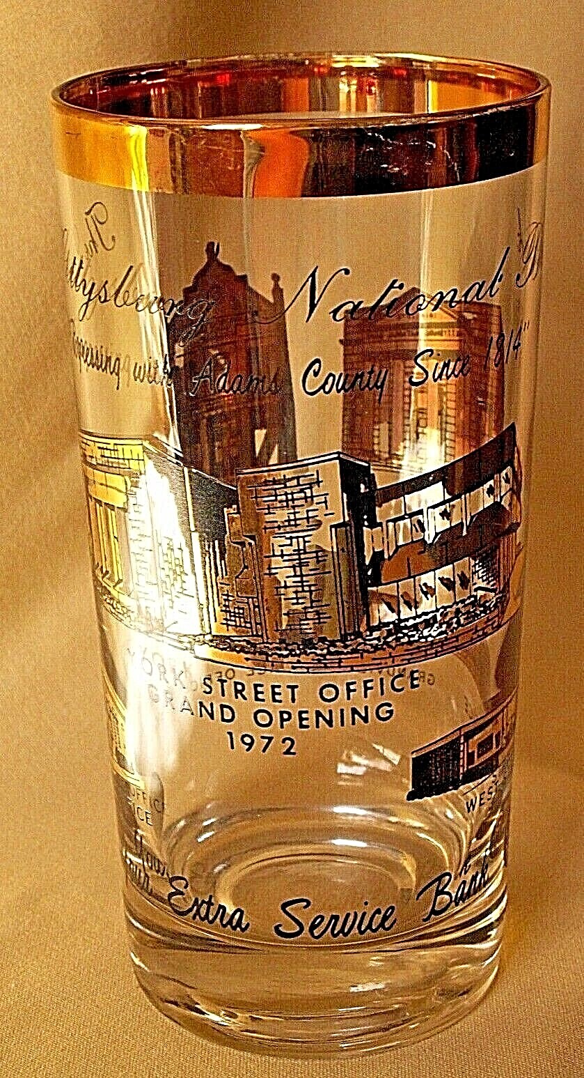 Gettysburg National Bank Glass Gold York St 1972 Biglerville Grandview 1814 1910