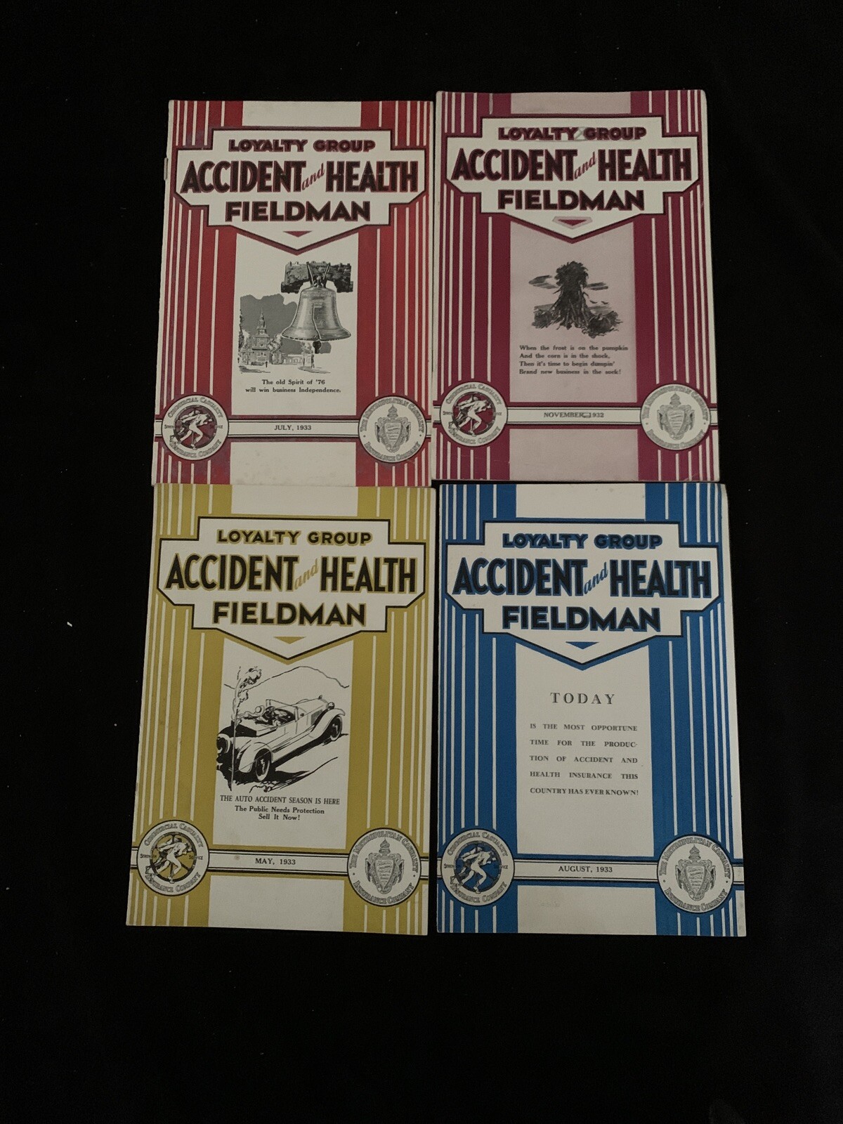 (4) Loyalty Group “Accident And Health Fieldman”–1932-1933 Newsletter Lot!