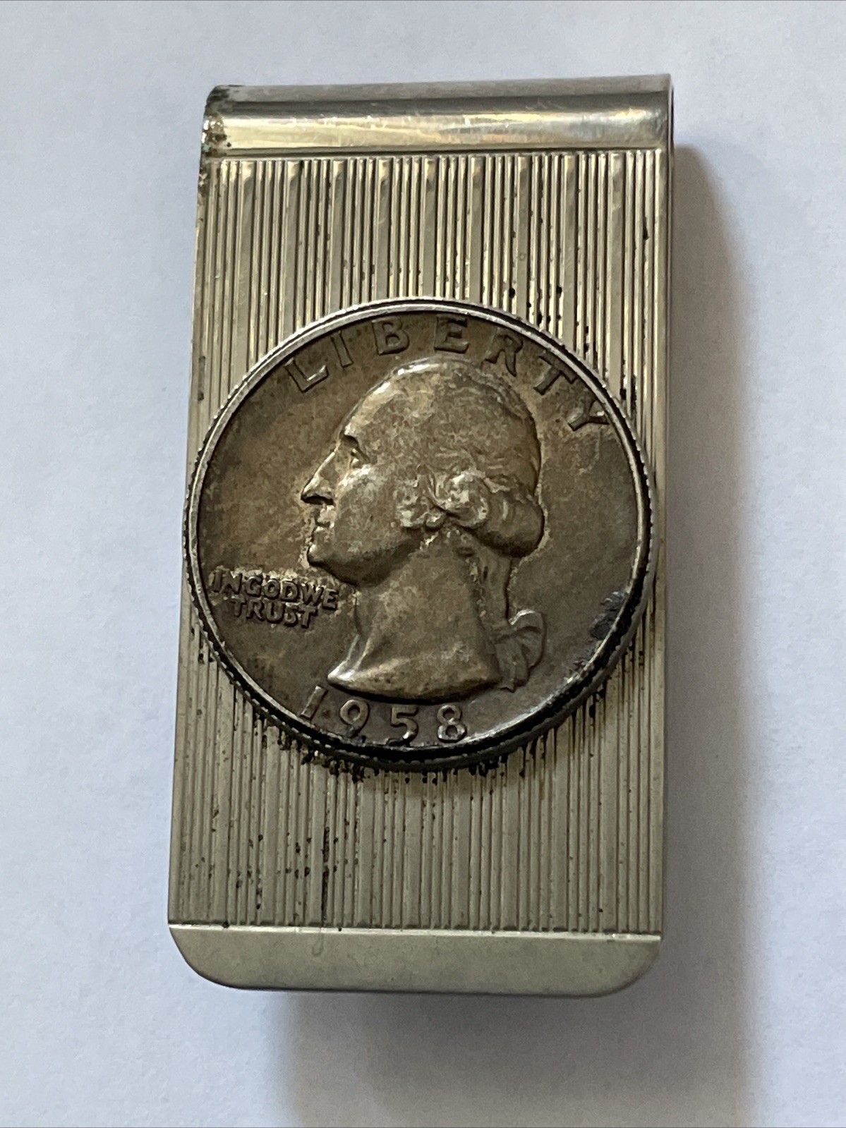 1958 Silver Quarter First Federal Savings 25th Anniversary Money Clip Engraved
