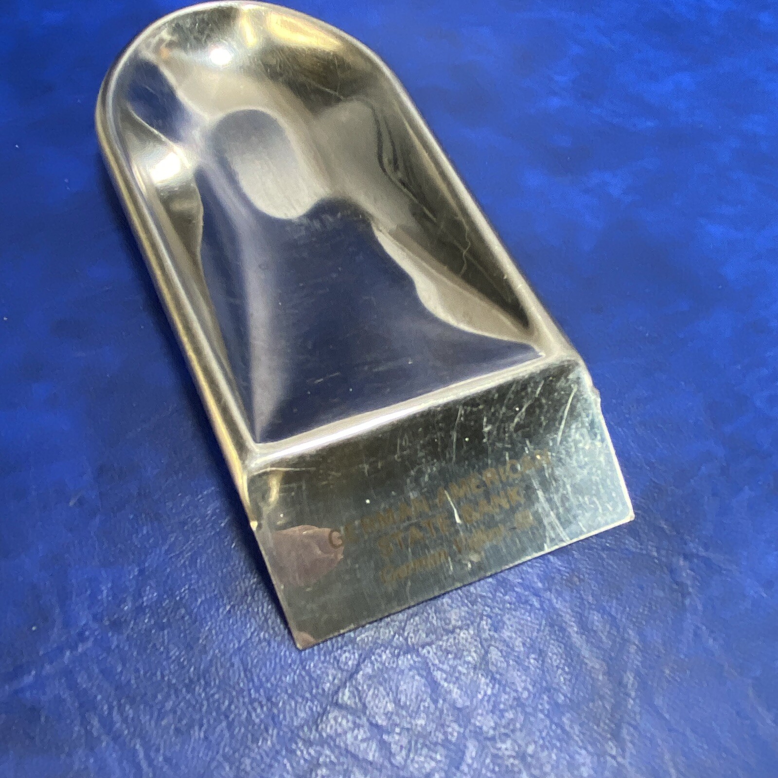 Vtg Warco Japan Stainless German American State Bank German Valley IL Spoon Rest