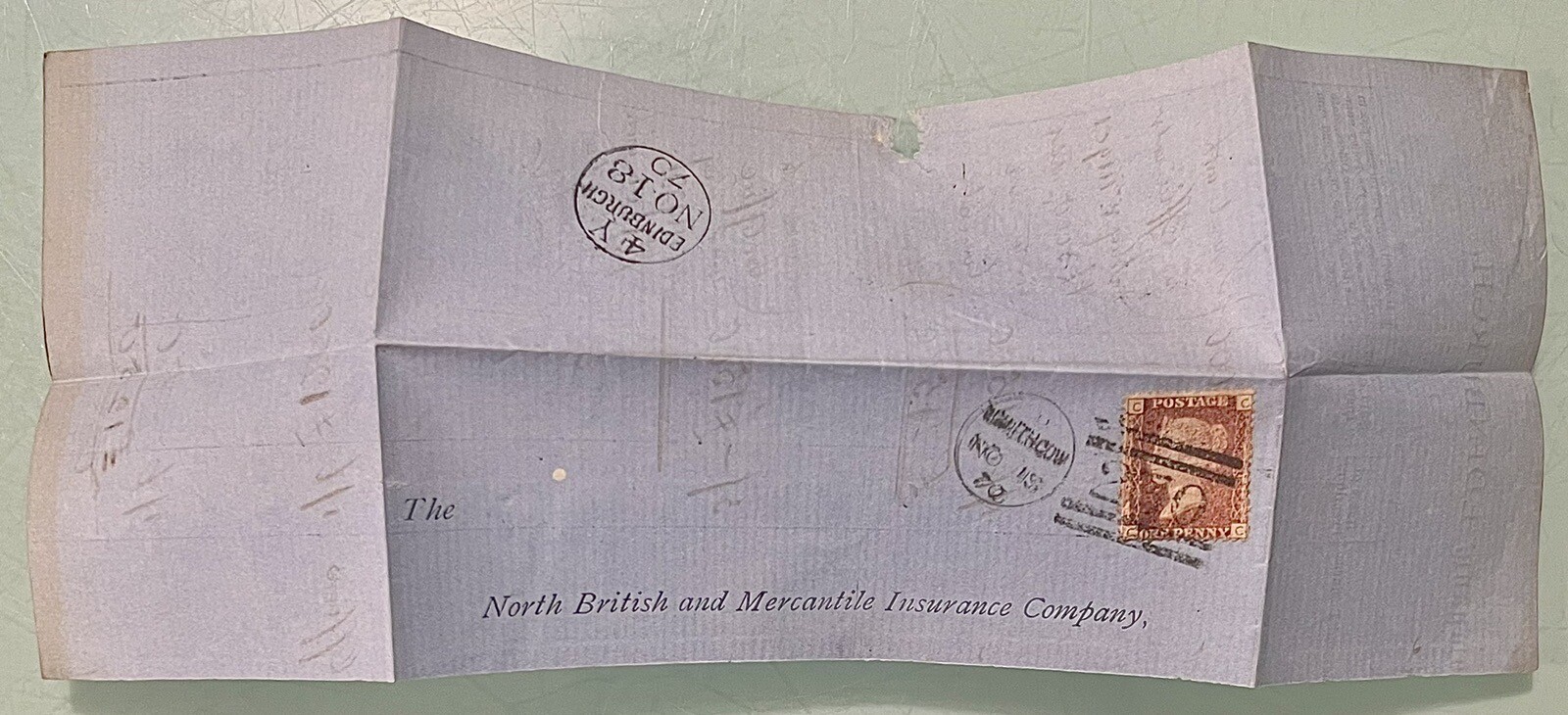 Lot of 8 NORTH BRITISH & MERCANTILE INSURANCE COMPANY 1870’s Letter Sheet Covers