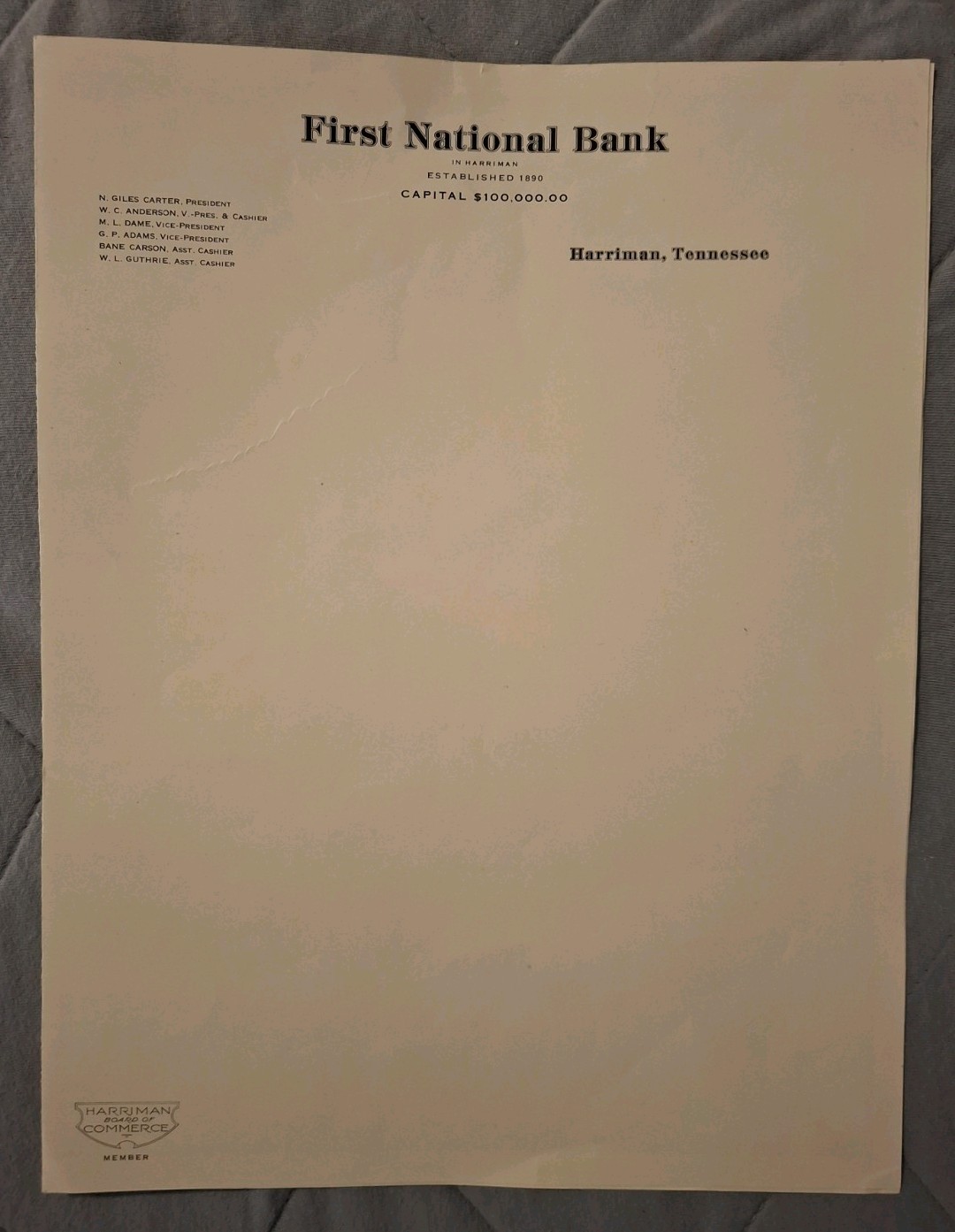 1941 Harriman, Tenn. First Nat. Bank- Jaycee Band $1 One Share In Band Documents