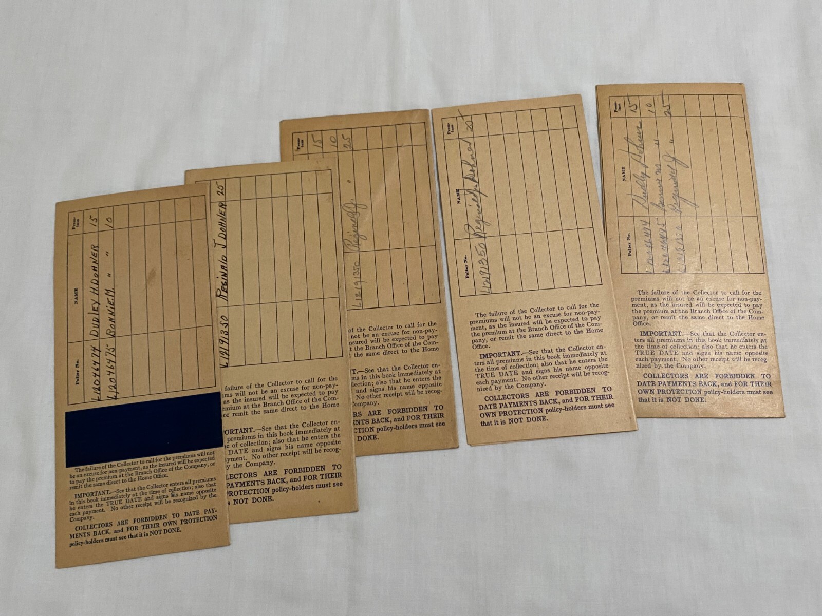 1930s National Life Insurance Policy (2) & Premium Receipt Books (5)
