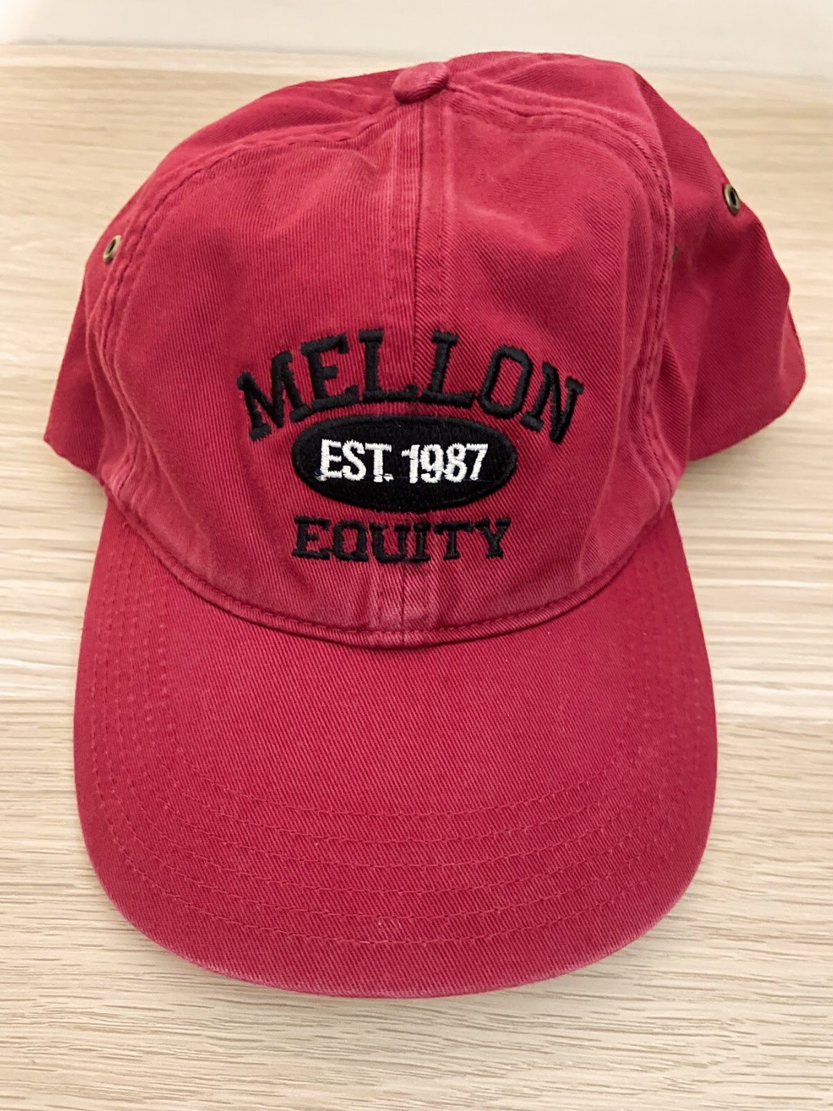 Vintage Mellon Bank Equity investment banking Maroon Red baseball cap *Rare*