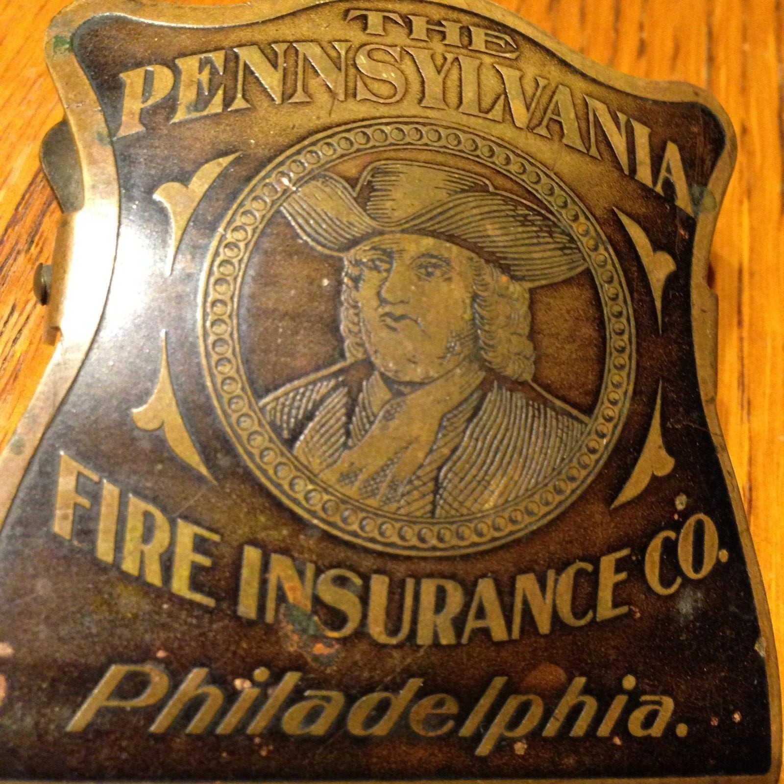 The Pennsylvania Fire Insurance Co Brilliant MFG Ben Franklin Brass Desk Clip **