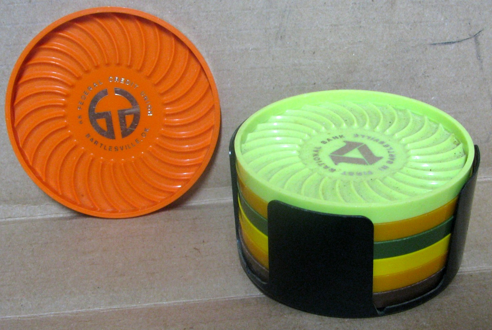 Plastic Rainbow Drink Coasters Set – Bank & Credit Union Bartlesville Oklahoma