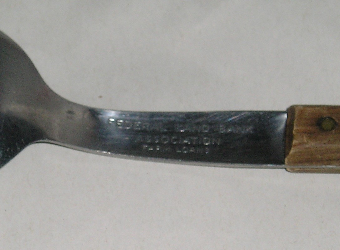 Federal Land Bank Association Large Serving Spoon – Raised Lettering – 11″ Long