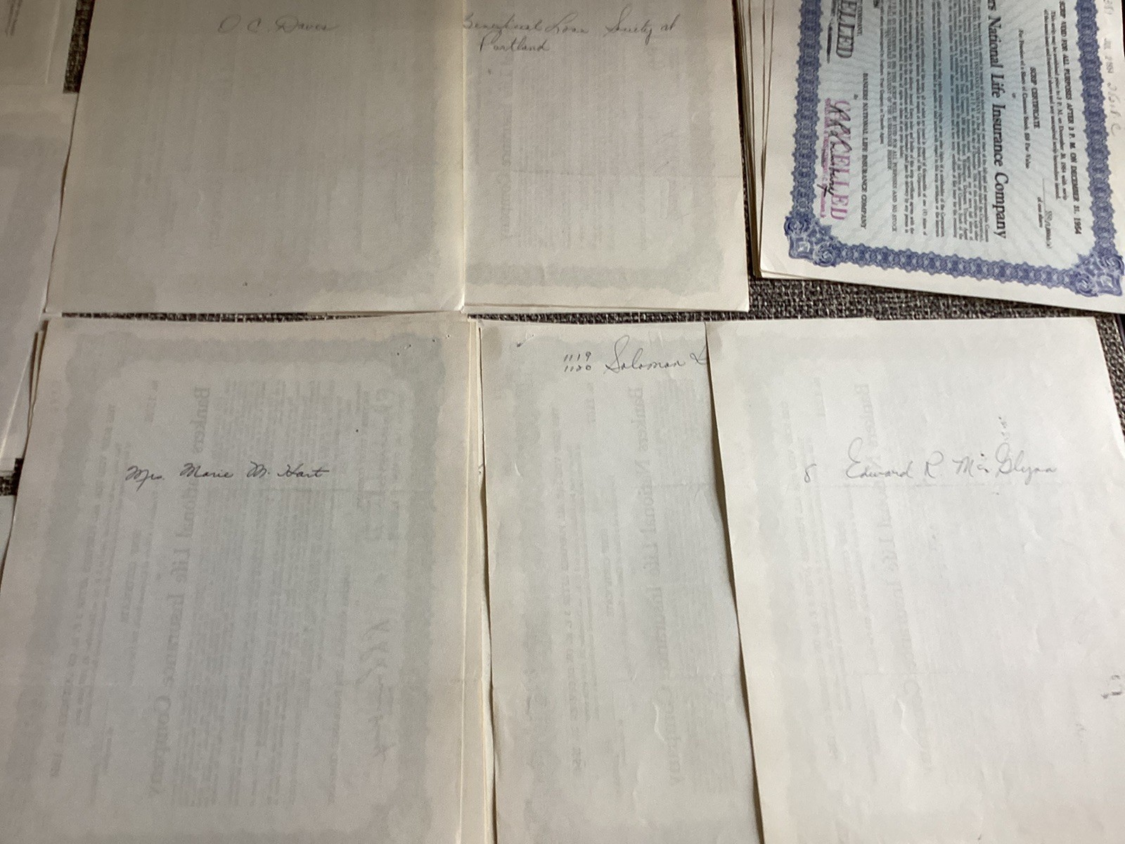 Vintage Lot of 100 :Bankers National Life Insurance CO. Certificates (Cancelled)