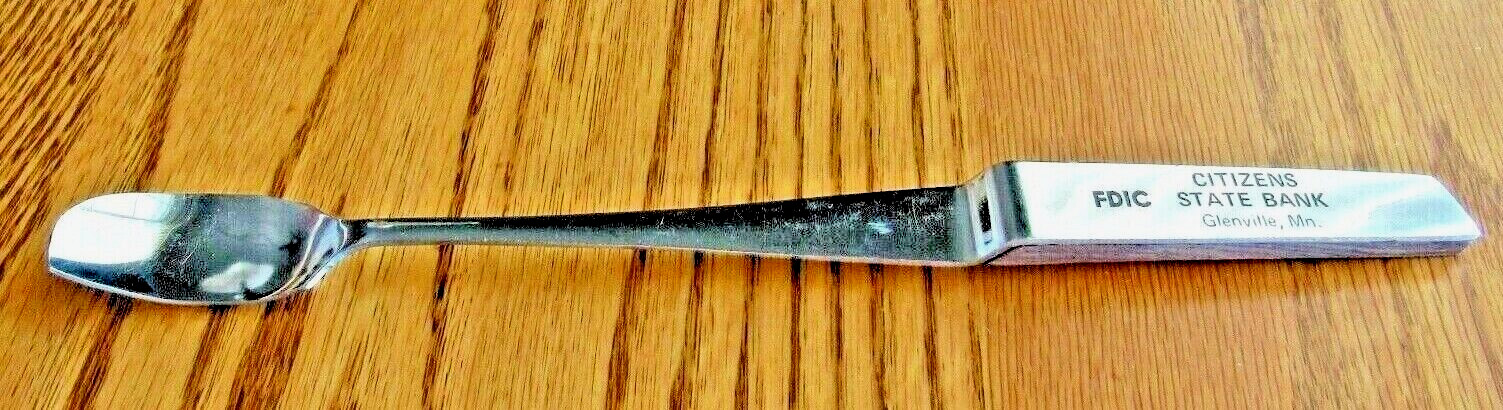 Vtg Spoon 3 Sided Stainless Citizens State Bank Glenville Minn Advertising Japan