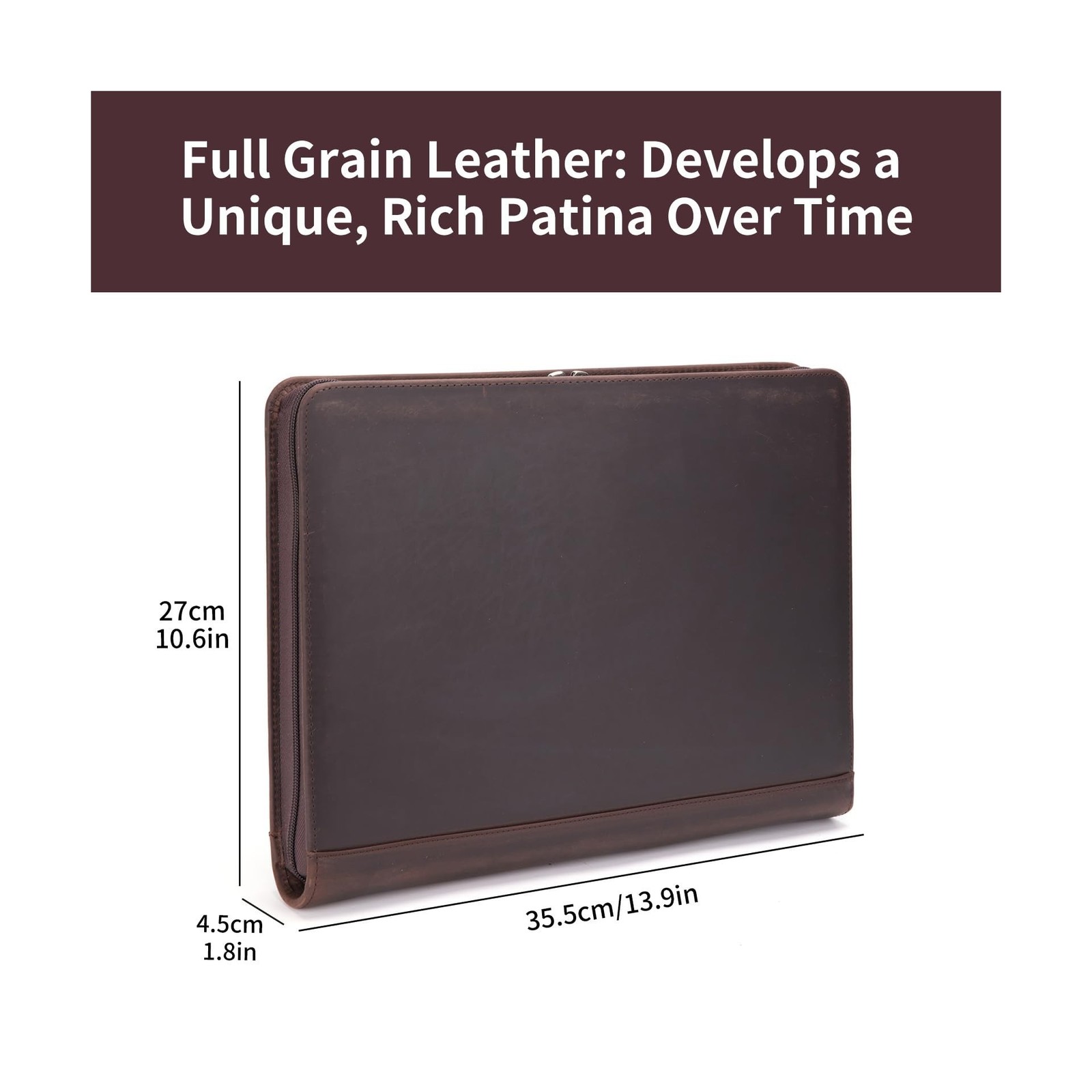 Genuine Leather Portfolio for Women and Men, 8.5 x 11 Legal Pad Padfolio, Zip…