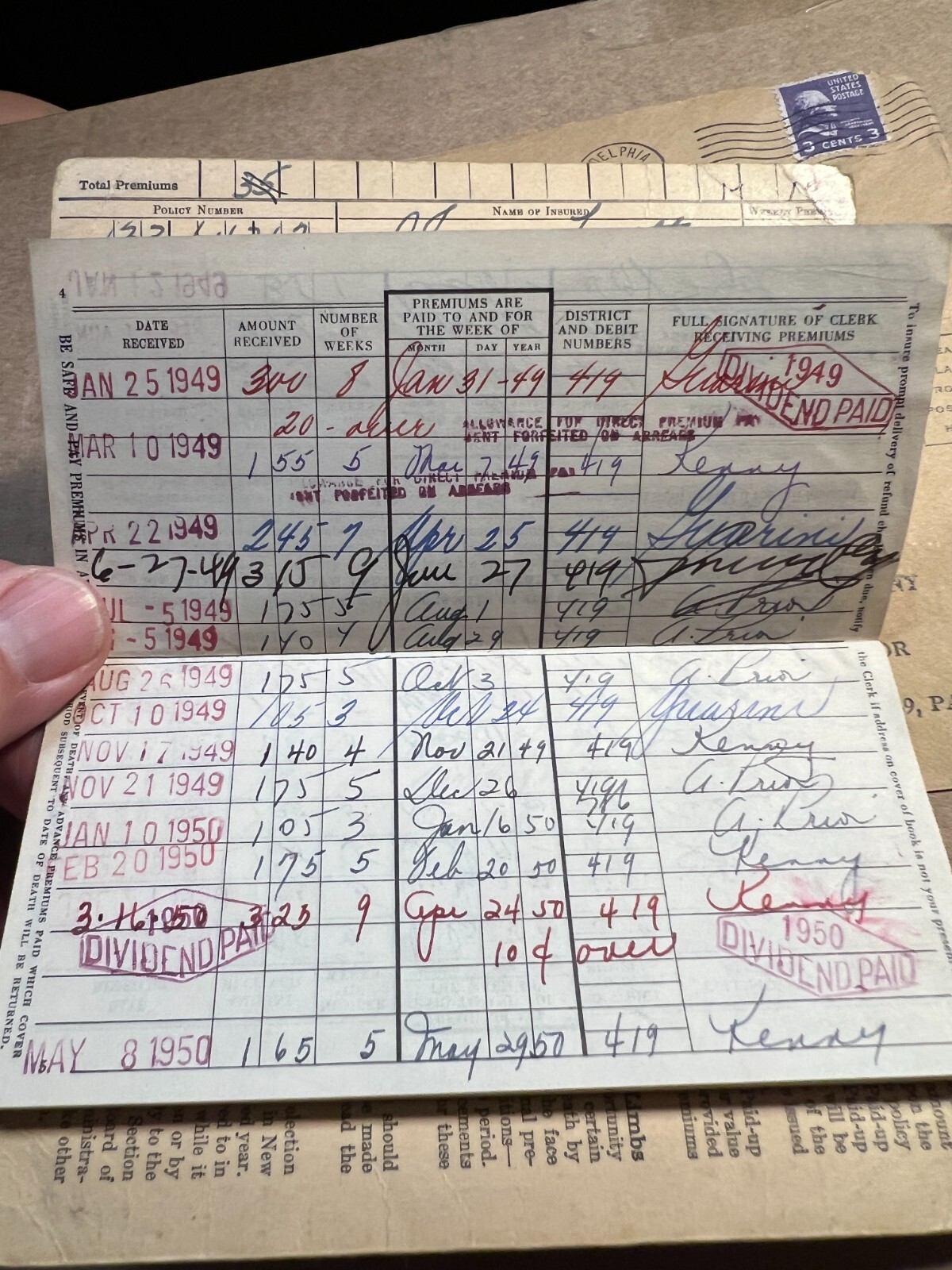 1952 Schuylkill PA Metropolitan Life Insurance Weekly Premium Receipt Book