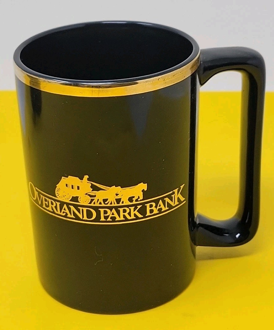 Overland Park Bank Black Coffee Mug Kansas KS Banking Financial Promo RARE