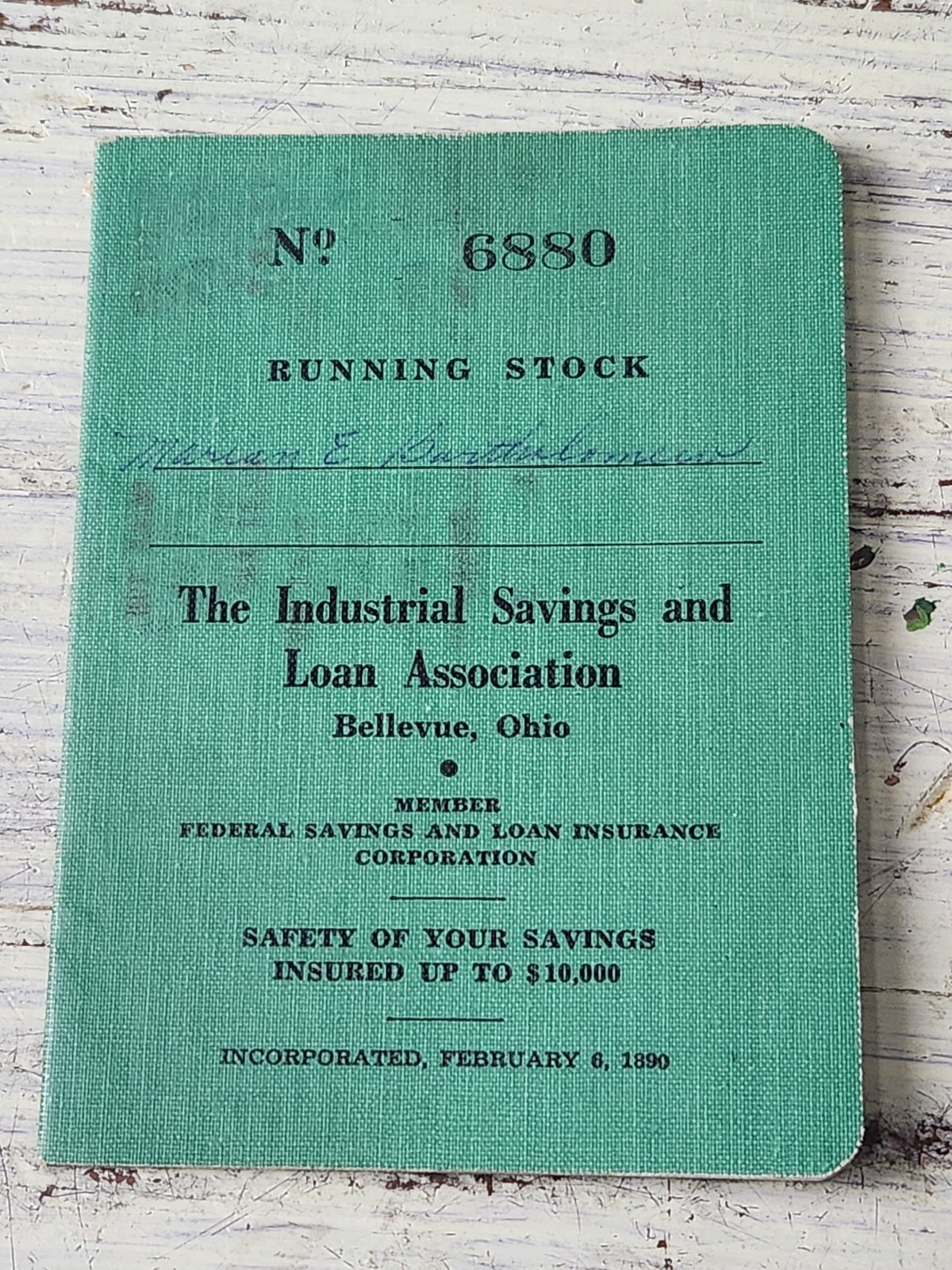 Vintage 1960s Passbook Savings Book Industrial Savings & Loan Bellevue Ohio