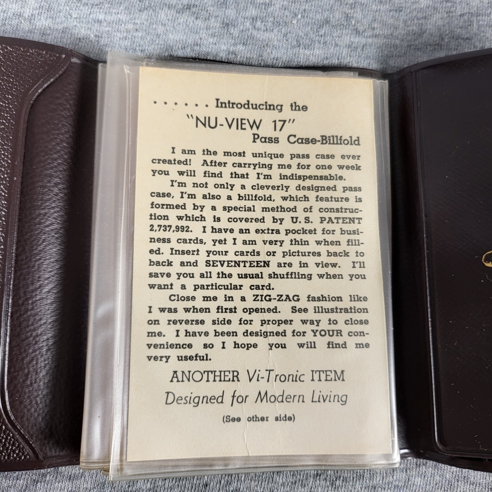 The Pilot Life Insurance Company NU-VIEW 17 billfold Wallet GREENSBORO NC