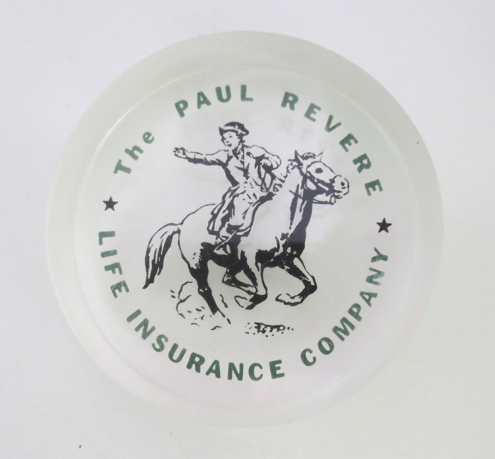 Vintage Rare PAUL REVERE LIFE INSURANCE Lucite Advertising Paperweight Horse