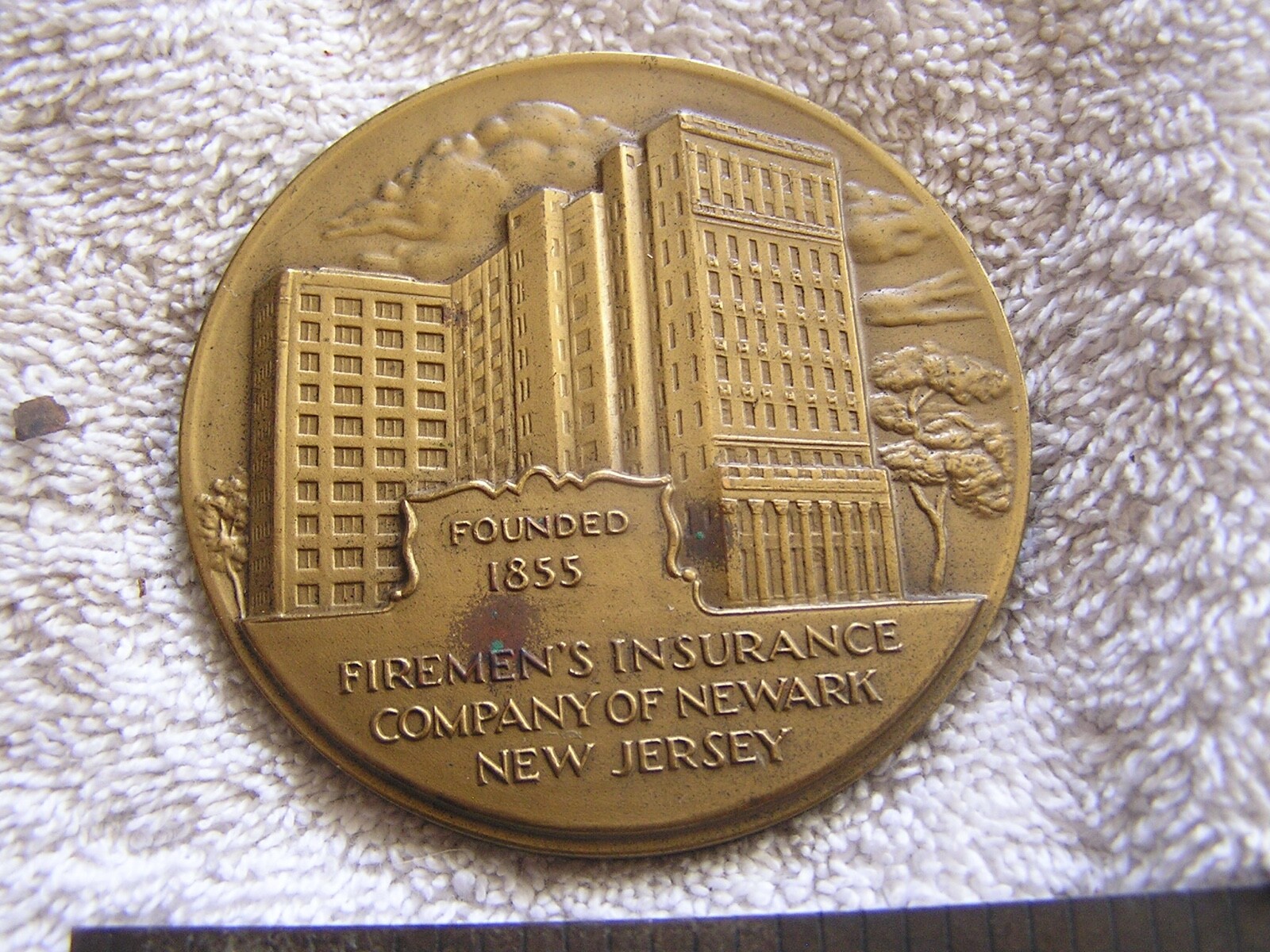 Fireman’s Insurance Co. of Newark, NJ. 1955 Medallic Art Co. Bronze