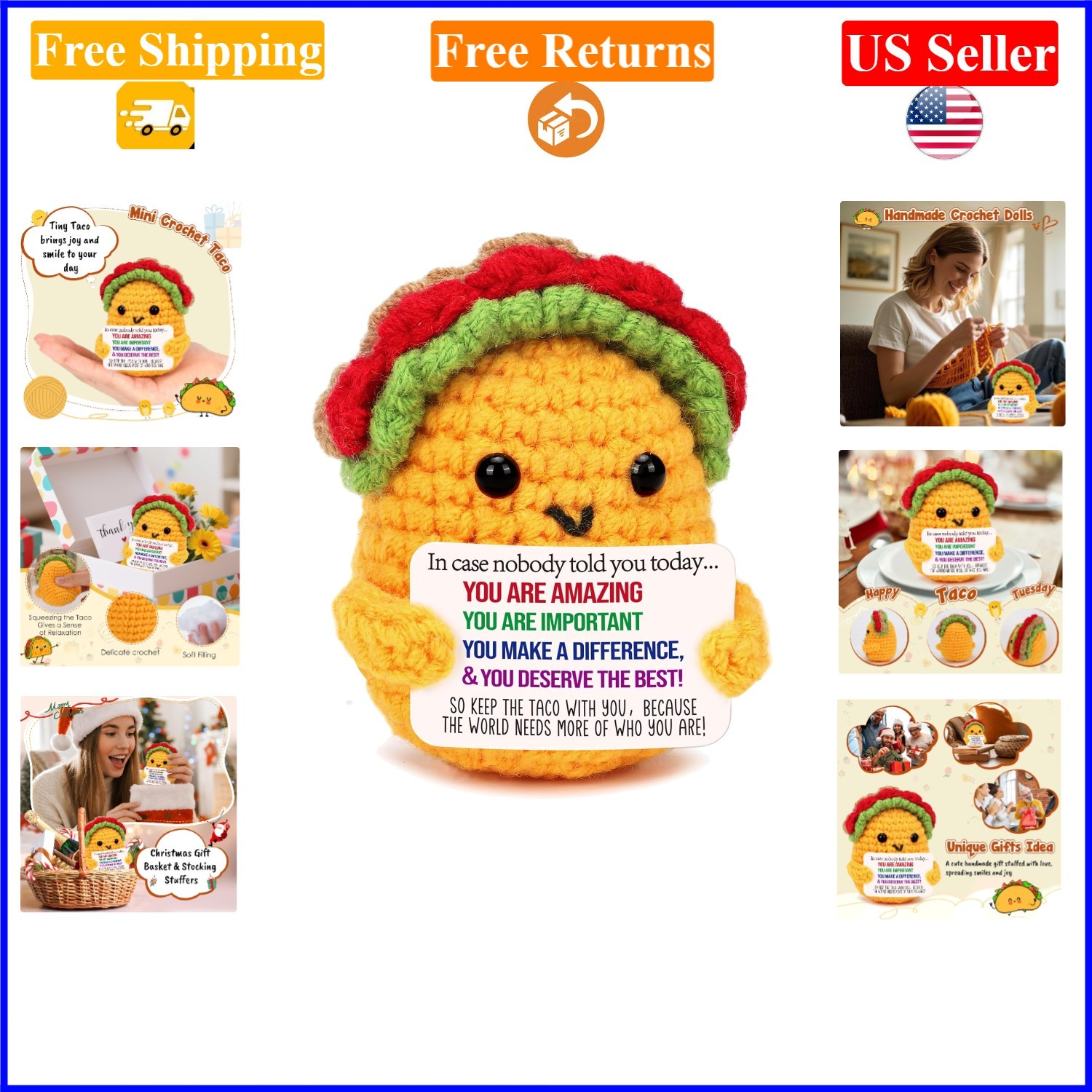 Handmade Crochet Taco Gift for Boss, Coworker, Leader, Appreciation, Retireme…