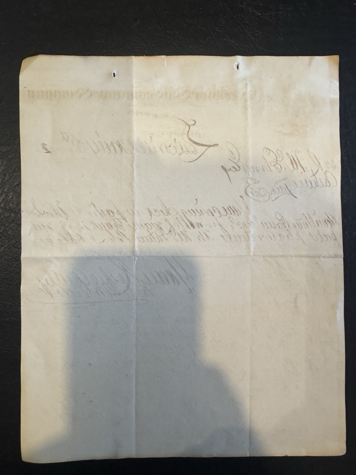 1872 Excelsior Life Insurance Co. Louisville KY Letterhead – Handwritten Receipt