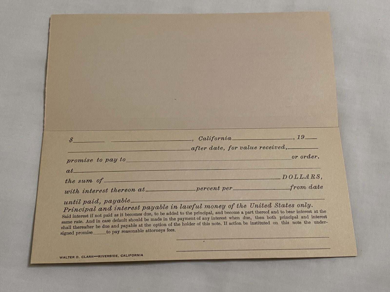Riverside California Pad of Loan Papers California 1900s vintage